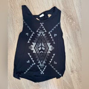Aztec Print Black Sleeveless Top